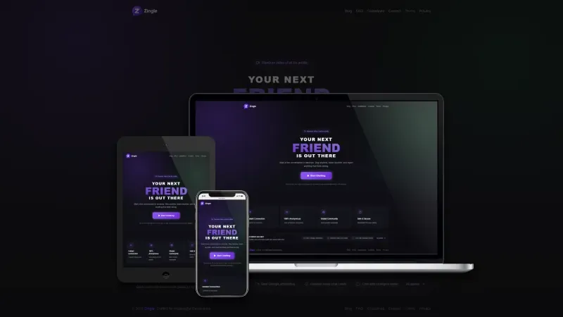 Zingle random video chat platform screenshot